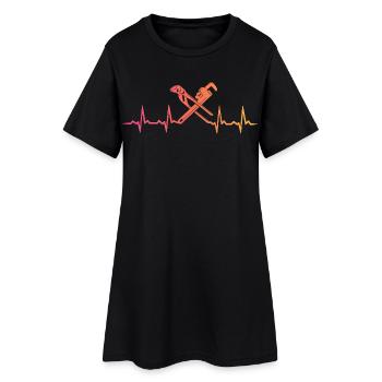 Chauffagiste Sunset battement de coeur de plombier - Robe T-shirt Femme - noir - Devant