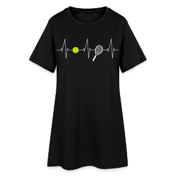Tennis heartbeat with tennis ball & tennis racket - Women’s T-Shirt Dress - black - Front