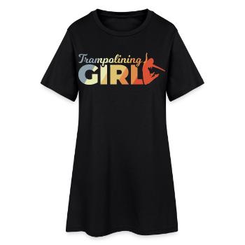 Lustiges Trampolin Mädchen - Frauen T-Shirt-Kleid - Schwarz - Vorne