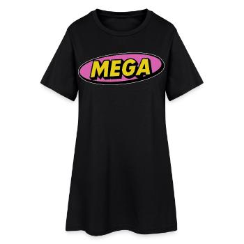 Mega comic retro lettering word - Women’s T-Shirt Dress - black - Front