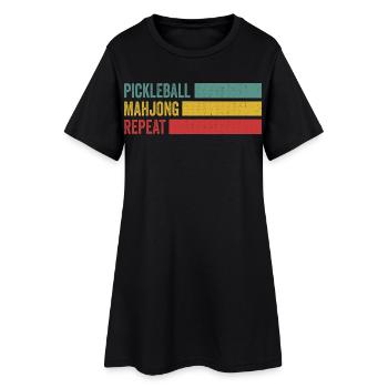 Rayures rétro répétées du pickleball Mahjong - Robe T-shirt Femme - noir - Devant