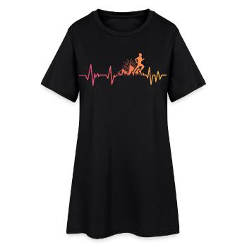 Trailrunning-Sonnenuntergangs-Herzschlag-Anhänger - Frauen T-Shirt-Kleid - Schwarz - Vorne
