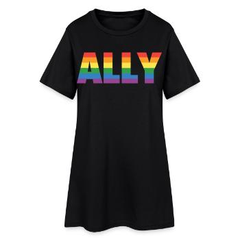 ALLY – Design arc-en-ciel pour les partisans LGBTQ+ - Robe T-shirt Femme - noir - Devant