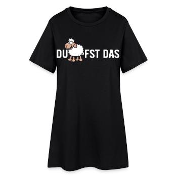 Du SCHAFfst das - Wortspiel mit Schaf - Frauen T-Shirt-Kleid - Schwarz - Vorne