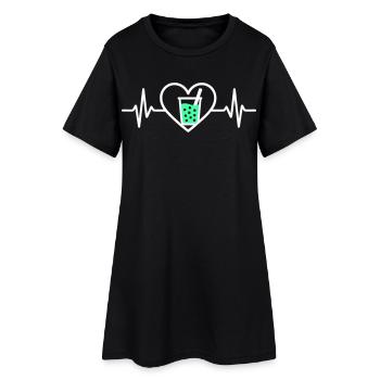 Bubble Tea Herz Getränk Perlen Boba Niedlich - Frauen T-Shirt-Kleid - Schwarz - Vorne