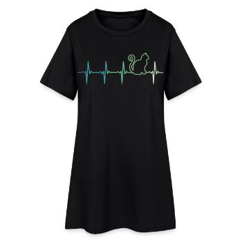 chat battement de coeur chats - Robe T-shirt Femme - noir - Devant
