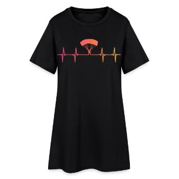 Gleitschirmfliegen Sonnenuntergang Herzschlag-Gleitschirm - Frauen T-Shirt-Kleid - Schwarz - Vorne