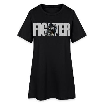 Fighter - Frauen T-Shirt-Kleid - Schwarz - Vorne