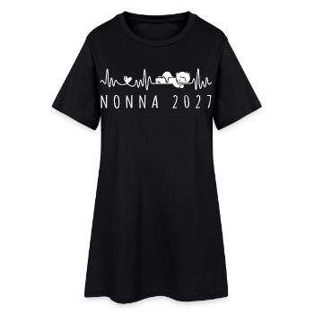 Nonna 2027 Battito Cardiaco Annuncio Gravidanza - Frauen T-Shirt-Kleid - Schwarz - Vorne