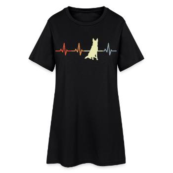 German Shepherd heartbeat - Women’s T-Shirt Dress - black - Front