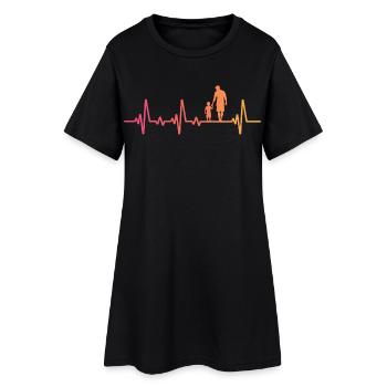 Vater und Sohn Sonnenuntergang Herzschlag Papa Sohn - Frauen T-Shirt-Kleid - Schwarz - Vorne