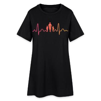 Père avec deux fils battement de coeur papa fils - Robe T-shirt Femme - noir - Devant