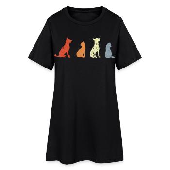 Chats et chiens vintage - Robe T-shirt Femme - noir - Devant