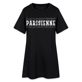 Parisienne en Lettres Blanches - Robe T-shirt Femme - noir - Devant