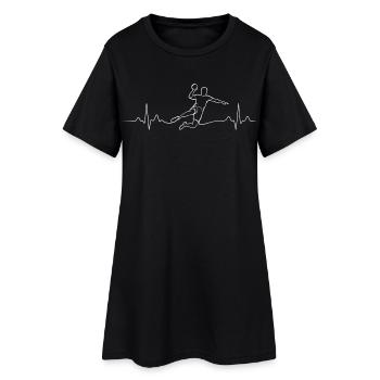 Battement de cœur d’un joueur de handball – ECG coloré - Robe T-shirt Femme - noir - Devant