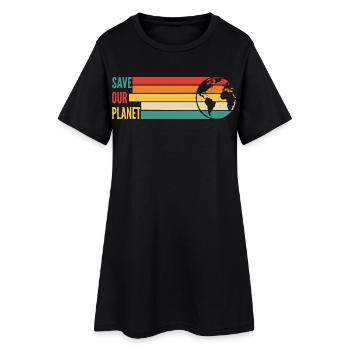Chemise Save Our Planet Environnement rétro - Robe T-shirt Femme - noir - Devant