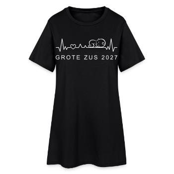 Große Schwester 2027 Herzschlag Niederländisch - Frauen T-Shirt-Kleid - Schwarz - Vorne