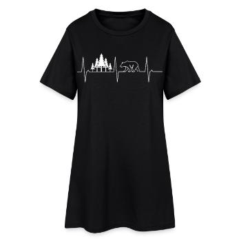 Waldbär Baum Schlag Herz Herzschlag Bär - Frauen T-Shirt-Kleid - Schwarz - Vorne
