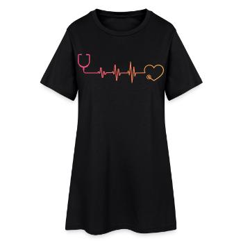 Stethoskop-Krankenschwester Sunset Herzschlag Doktor - Frauen T-Shirt-Kleid - Schwarz - Vorne
