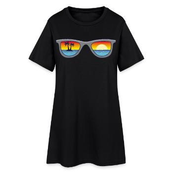 Sonnenbrille und Paradies - Frauen T-Shirt-Kleid - Schwarz - Vorne