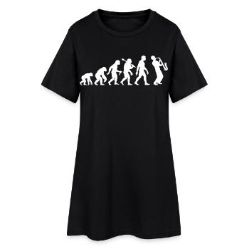 Saxophonist Evolution - Saxophone Jazz Musicians - Women’s T-Shirt Dress - black - Front