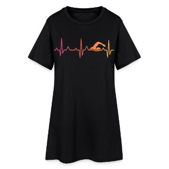 Nageur Sunset battement de coeur de natation - Robe T-shirt Femme - noir - Devant