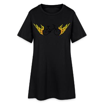 Vélo avec flammes - Robe T-shirt Femme - noir - Devant