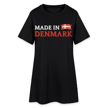 Hergestellt in Dänemark, dänischer Stolz - Frauen T-Shirt-Kleid - Schwarz - Vorne