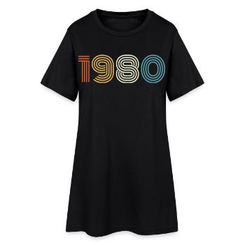 1980 Cadeau 1980 Vintage 1980 - Robe T-shirt Femme - noir - Devant
