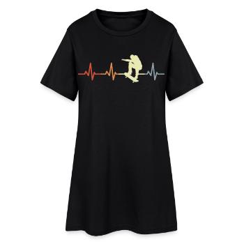 Vintage Skater Herzklopfen - Frauen T-Shirt-Kleid - Schwarz - Vorne