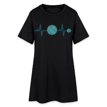 Lustige Häkelliebhaber Häkelgarnliebhaber lieben - Frauen T-Shirt-Kleid - Schwarz - Vorne