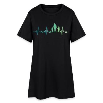 Père et fille - père et fils, papa fils et fille - Robe T-shirt Femme - noir - Devant