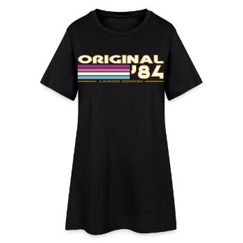 Originale 84 Pastellstreifen - Frauen T-Shirt-Kleid - Schwarz - Vorne