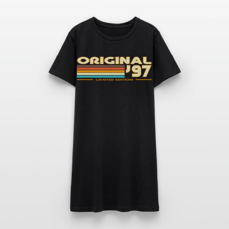 Originale 97er Retro-Pastellstreifen Frauen T-Shirt-Kleid