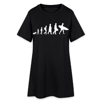 Evolution eines Surfers - Frauen T-Shirt-Kleid - Schwarz - Vorne