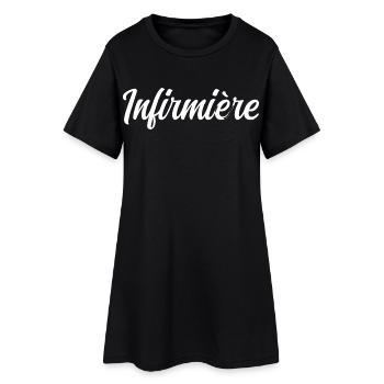 Krankenschwester - Frauen T-Shirt-Kleid - Schwarz - Vorne