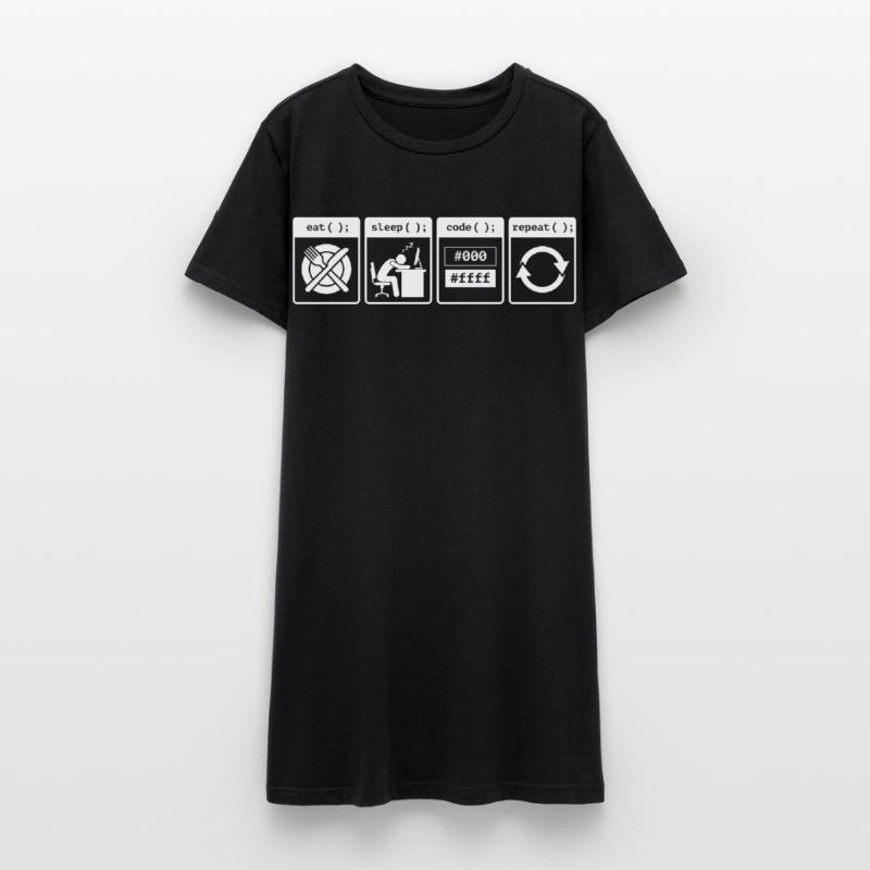 Eat Sleep Code Repeat – Conception de flux de travail pour codeurs Robe T-shirt Femme