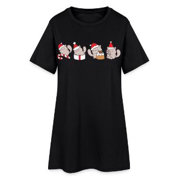 Chat à Noël - Robe T-shirt Femme - noir - Devant