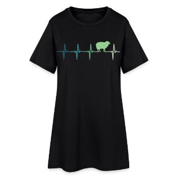 Schafsherzschlag Schaf, Schaf, Schaf - Frauen T-Shirt-Kleid - Schwarz - Vorne