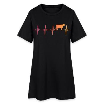 Cow Sunset Heartbeat Cows Farmer - Women’s T-Shirt Dress - black - Front