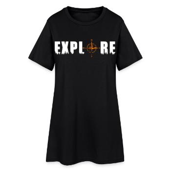 Explorez le motif avec une boussole - Robe T-shirt Femme - noir - Devant