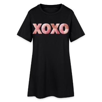 XOXO Patchwork Spruch Kuss Umarmung - Frauen T-Shirt-Kleid - Schwarz - Vorne