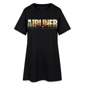 Avion de ligne B 737 - Robe T-shirt Femme - noir - Devant