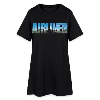 Avion Jumbo Jet - Robe T-shirt Femme - noir - Devant