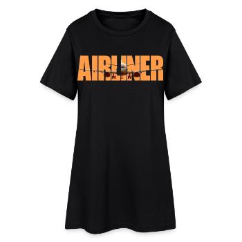 Avion de ligne B 737 - Robe T-shirt Femme - noir - Devant