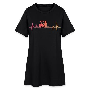 Chariot élévateur Sunset battement de coeur  - Robe T-shirt Femme - noir - Devant