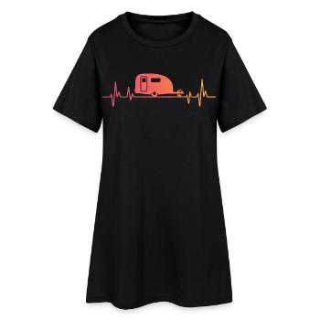 Sunset Heartbeat Camper-Reisekarawane - Frauen T-Shirt-Kleid - Schwarz - Vorne