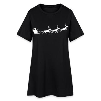 Santa Claus with Reindeer Sleigh | Christmas - Women’s T-Shirt Dress - black - Front