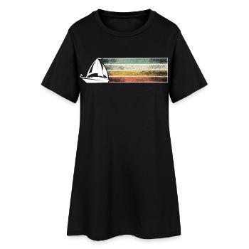 Voilier Voilier Voilier Rétro Vintage - Robe T-shirt Femme - noir - Devant