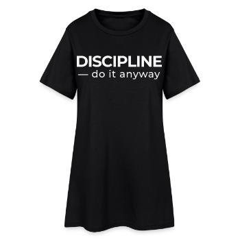 Discipline – Minimal Statement Shirt - Frauen T-Shirt-Kleid - Schwarz - Vorne